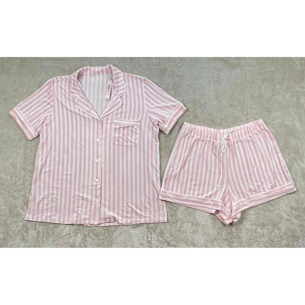 Victorias Secret Pink White Striped Short Pajama Set NWT M 11249805